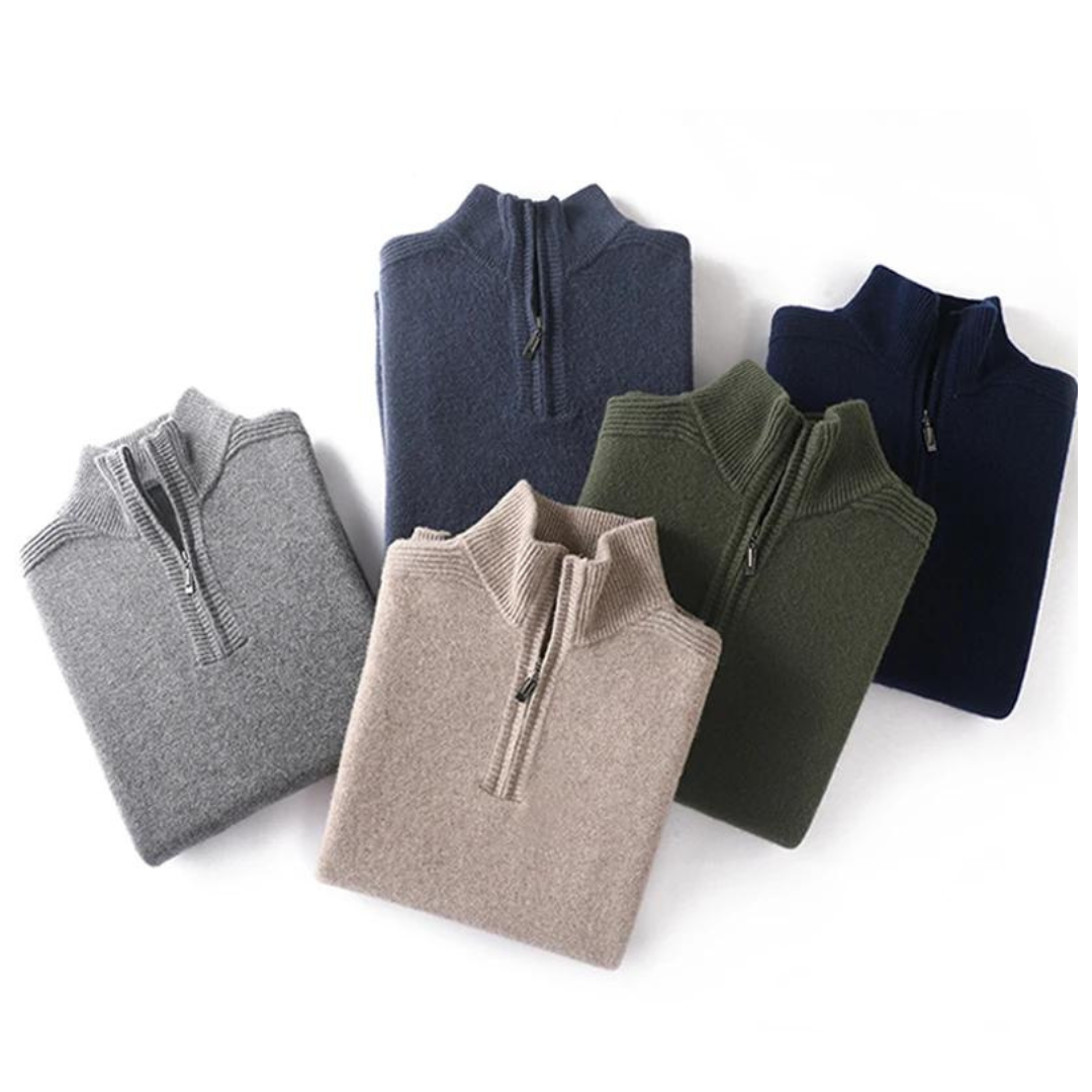Suéter de Merino con Cuello Medio Cierre