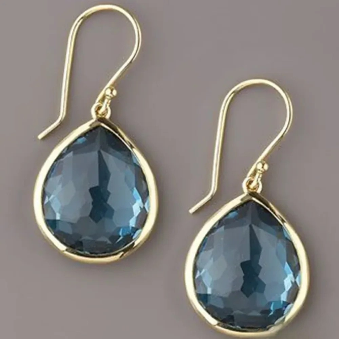 Pendientes colgantes retro con cristales azules