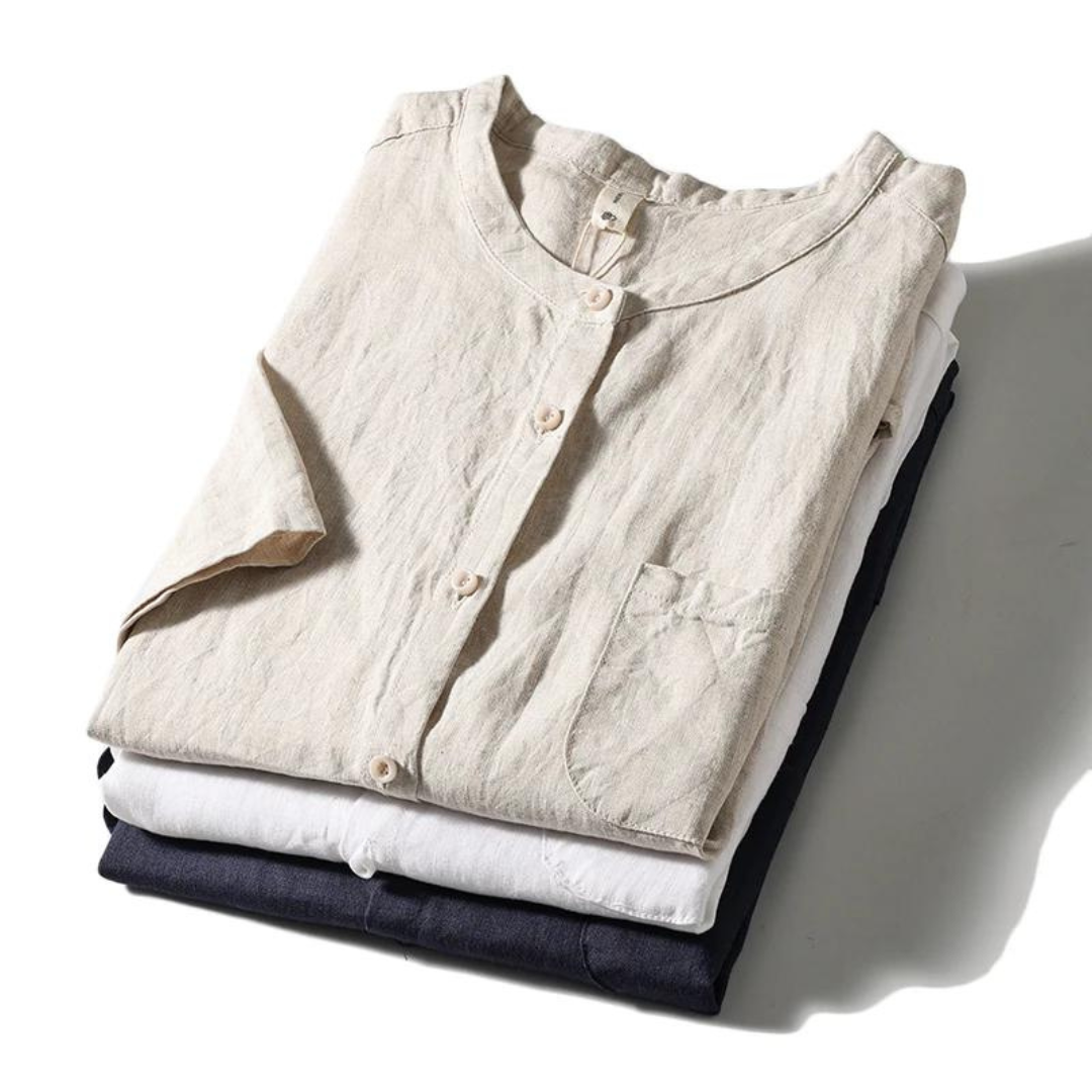 Camisa Creta de Lino Manga Corta