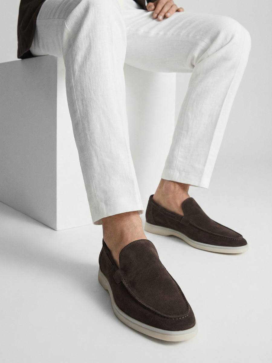Mocasines de Ante Premium Gris Cálido | Luna Bellucci