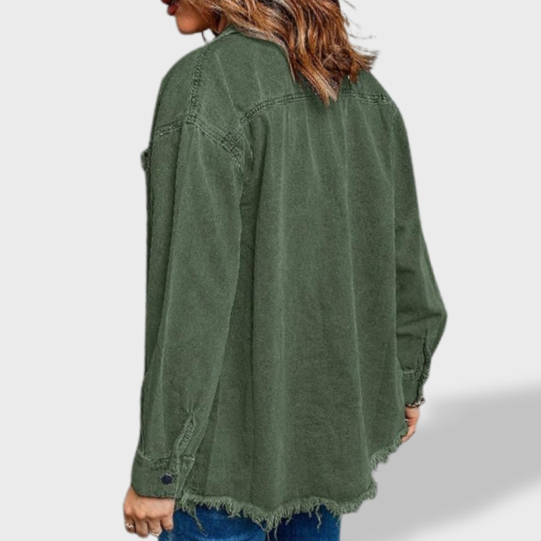 María Chaqueta vaquera oversize para mujer con botones y bolsillos