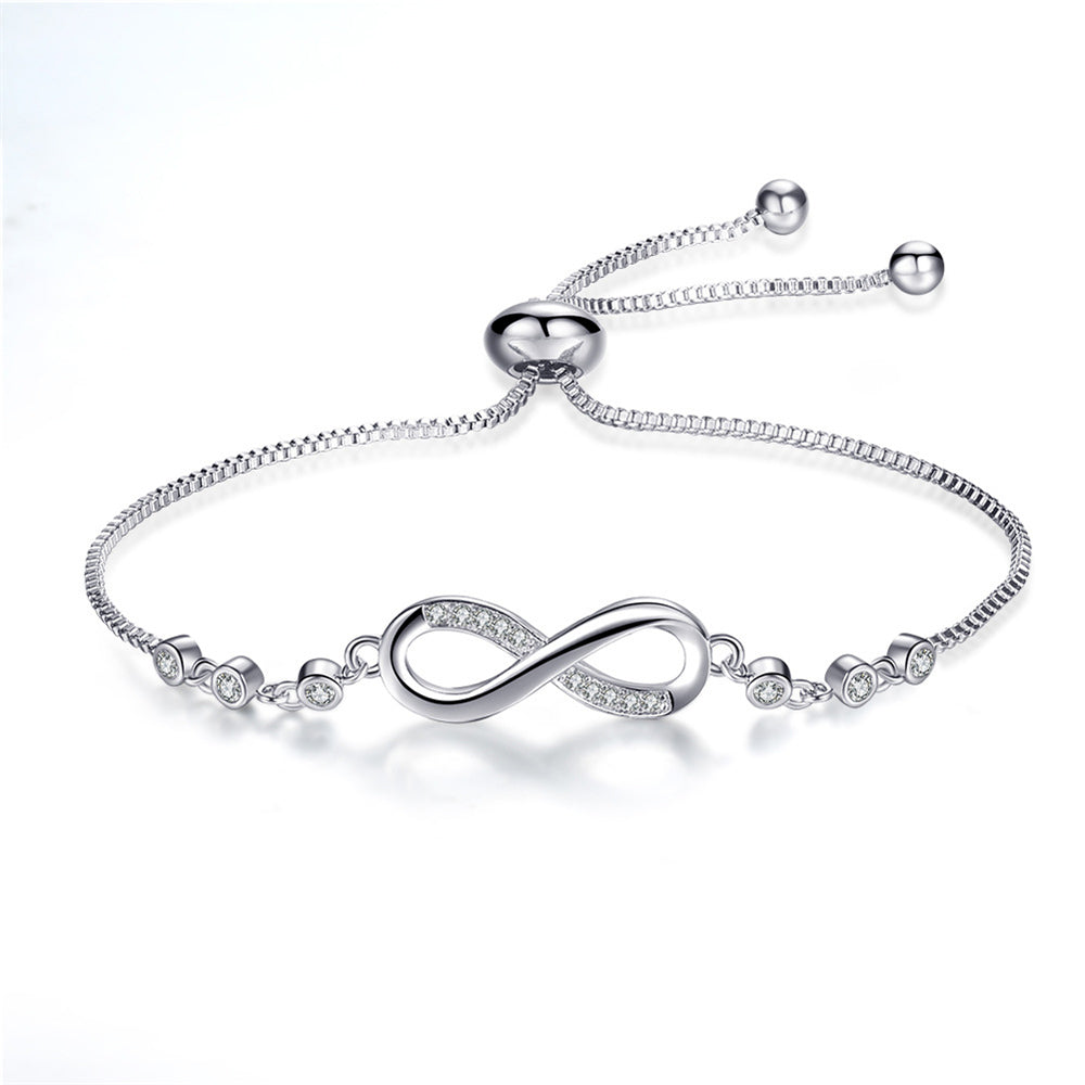 Pulsera chic ajustable en oro rosa con forma de infinito