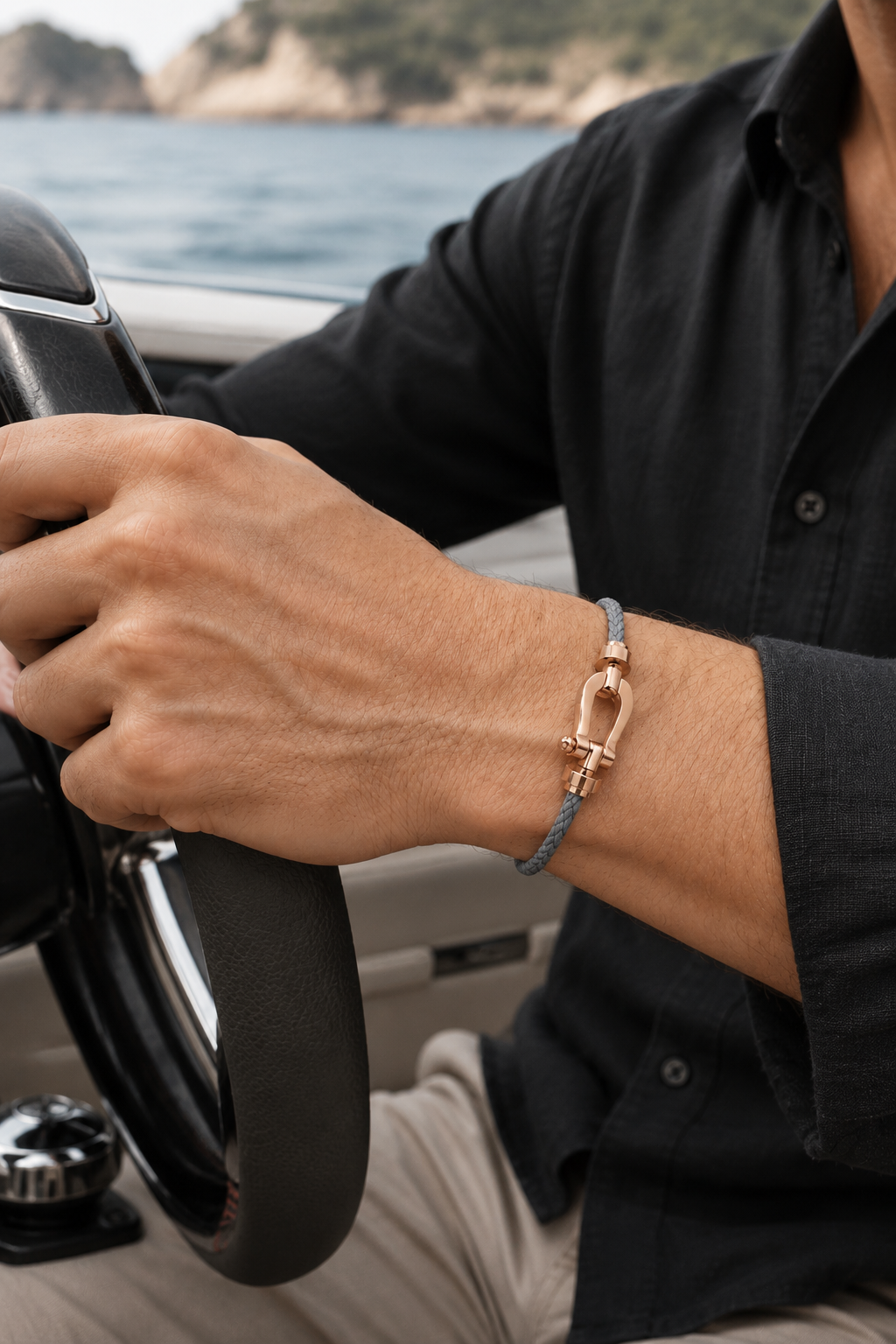 Aurelio | Pulsera Náutica Gris y Oro Rosa