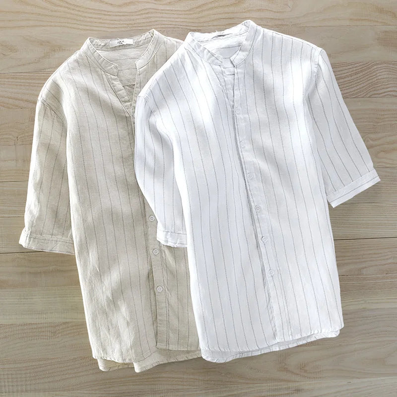 Camisa Niall de Lino Manga Corta