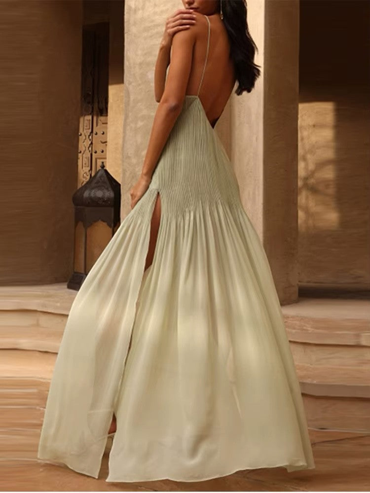 Elara – Draped Open Back Maxi Dress