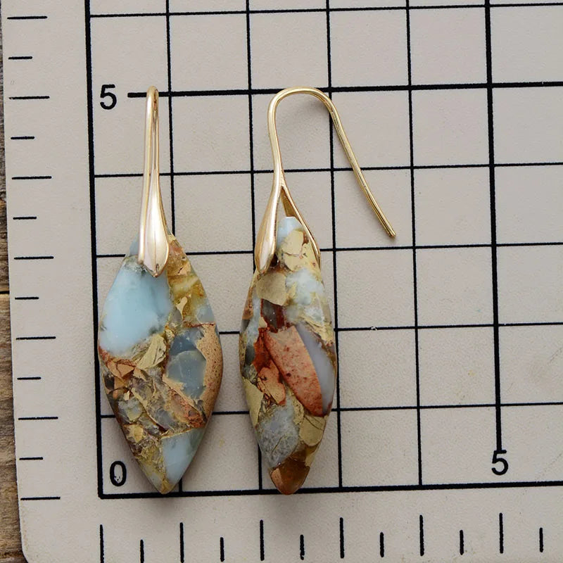 Pendientes en forma de gota con piedra natural