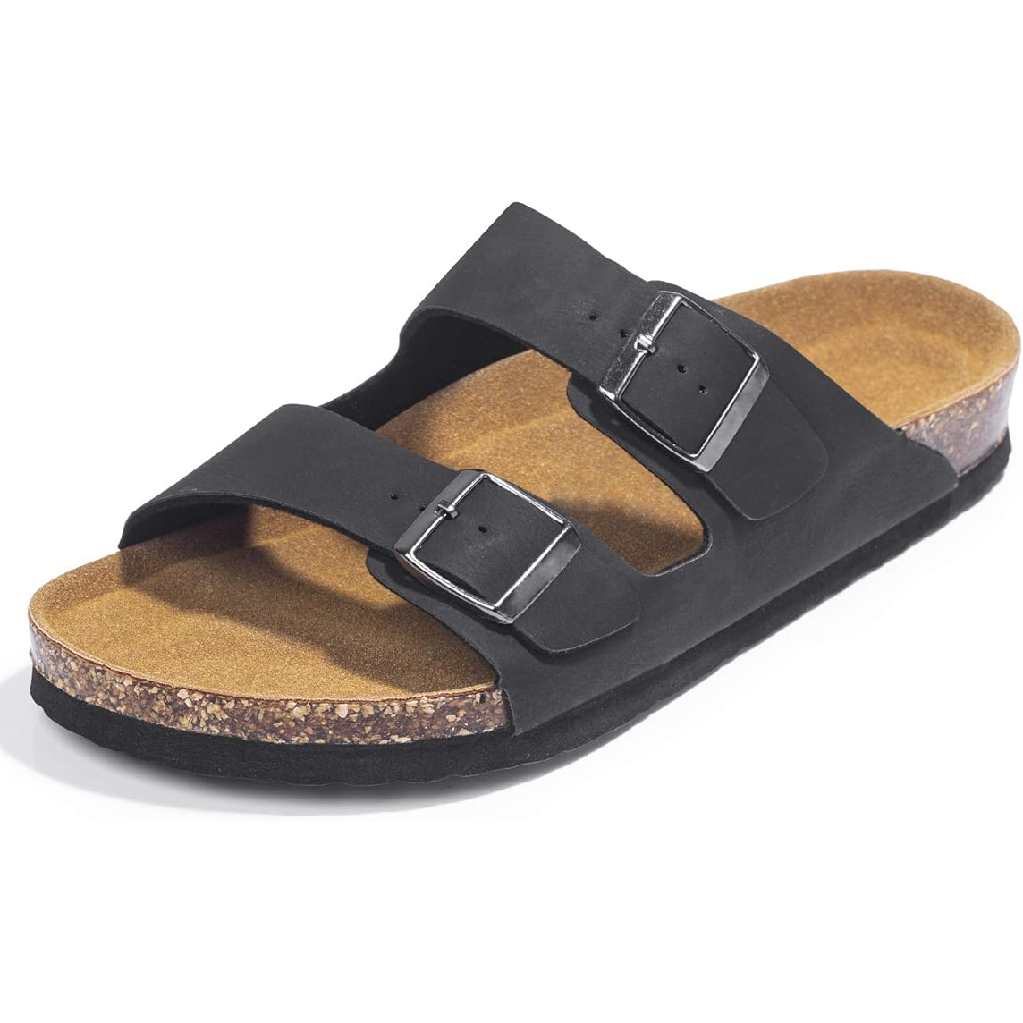 Sandalias Portofino de doble hebilla Luna Bellucci en negro.