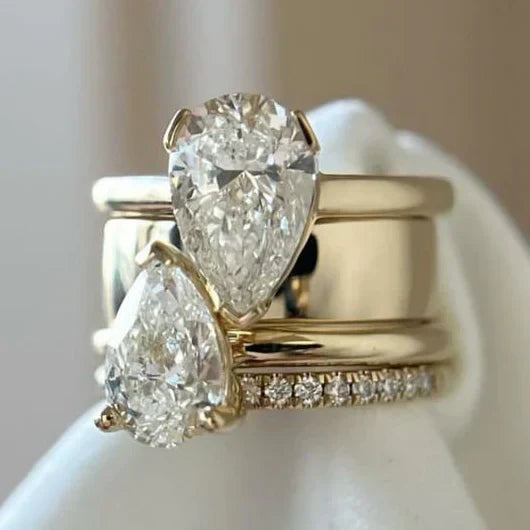 Anillo vintage con doble gota de circonita
