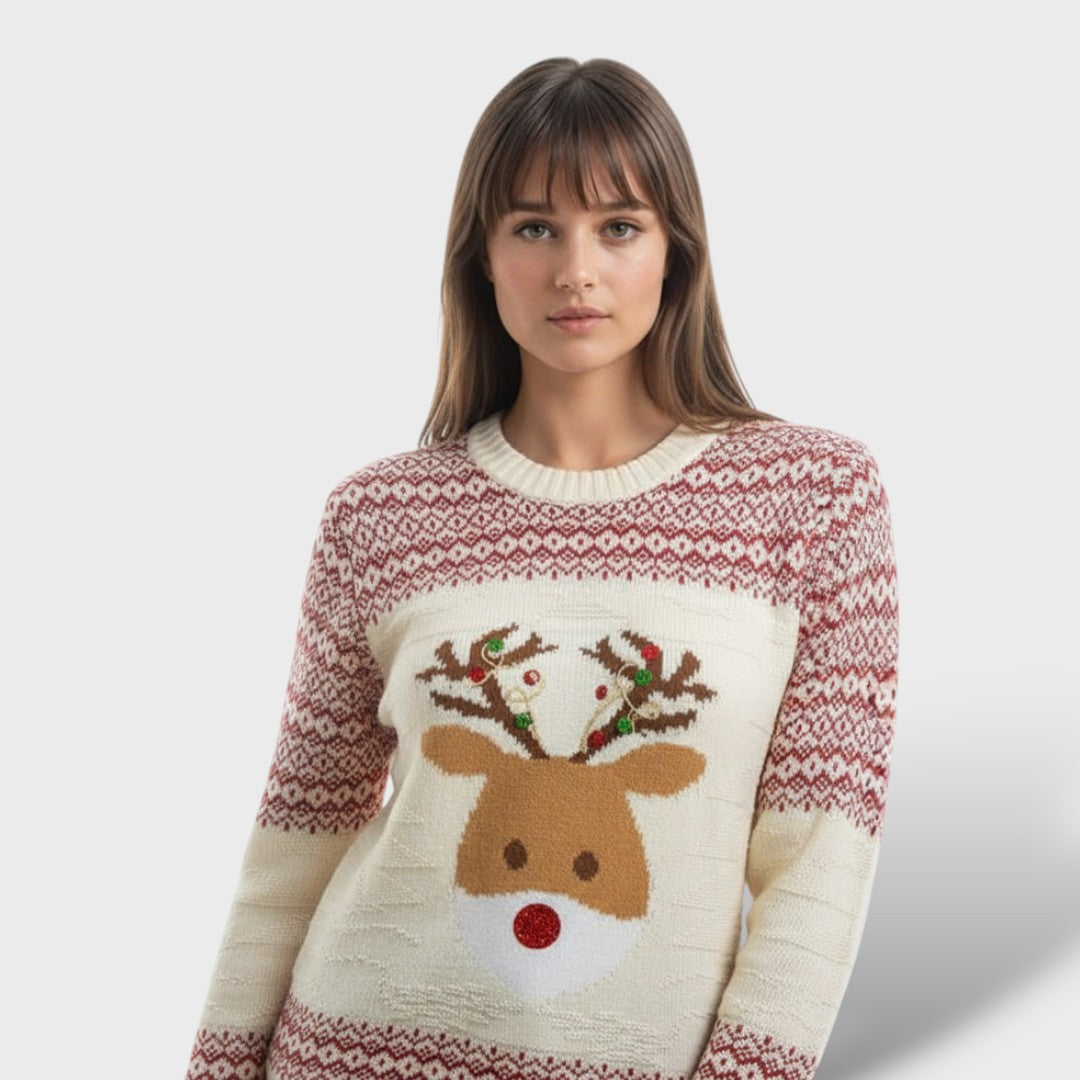 Suéter navideño mujer alce cálido