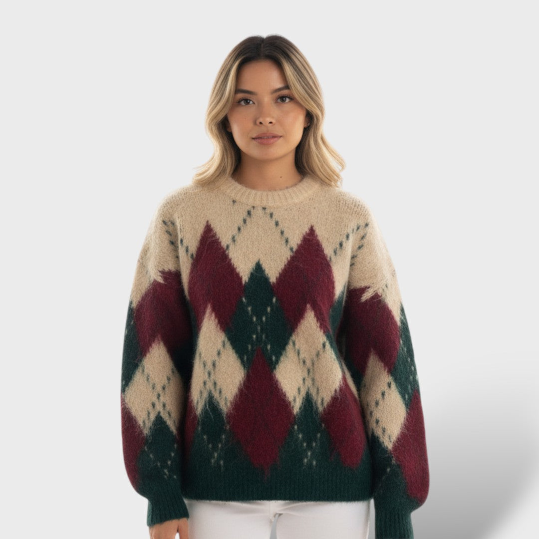Suéter Mujer Cuadros Retro