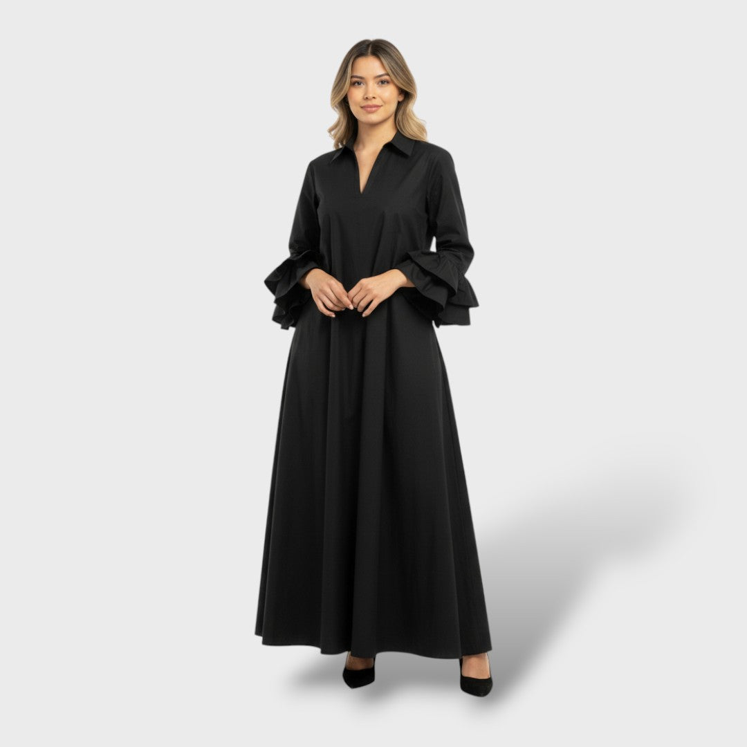 Vestido Largo Elegante Cuello Camisero