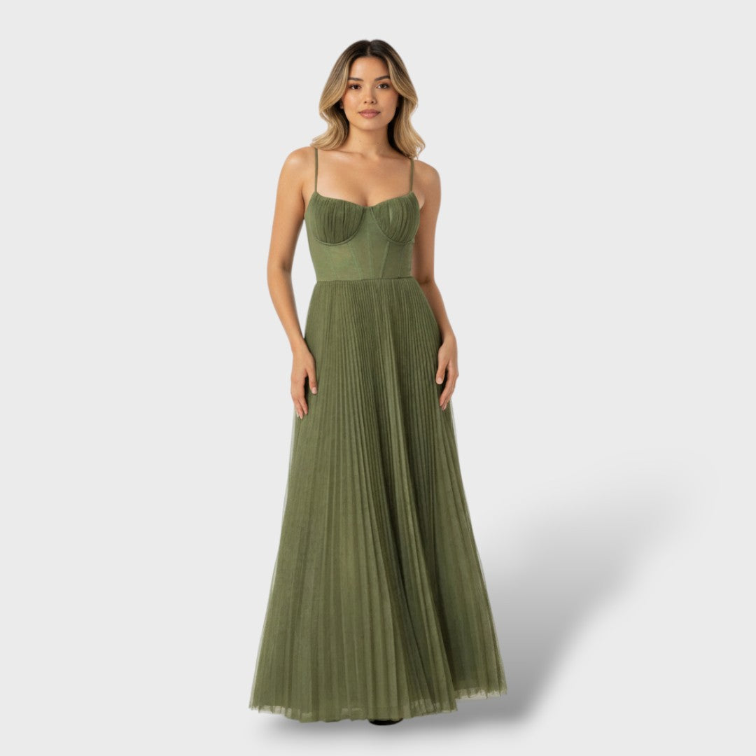 Vestido Midi Plisado Fit & Flare