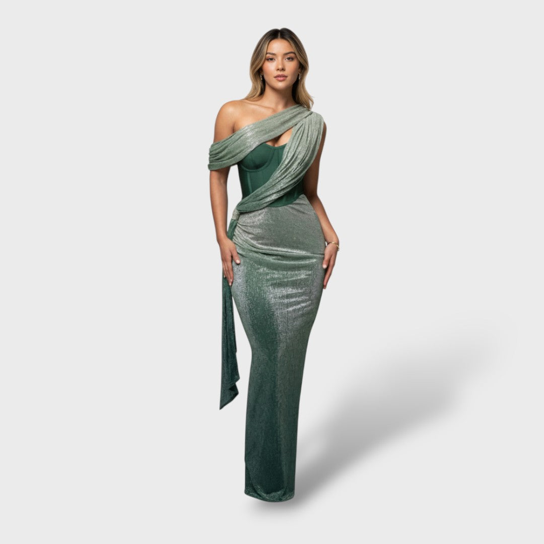Vestido Largo Elegante Mujer Asimétrico