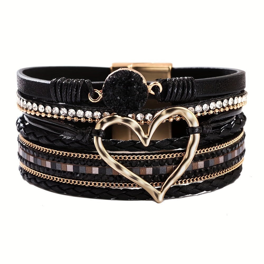 Pulsera de cuero multicapa boho