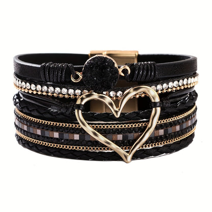 Pulsera de cuero multicapa boho