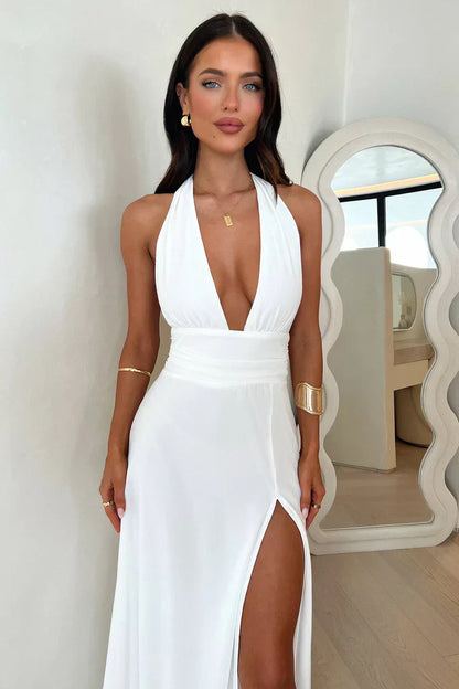 Sky – Halter Neck Flow Maxi Dress