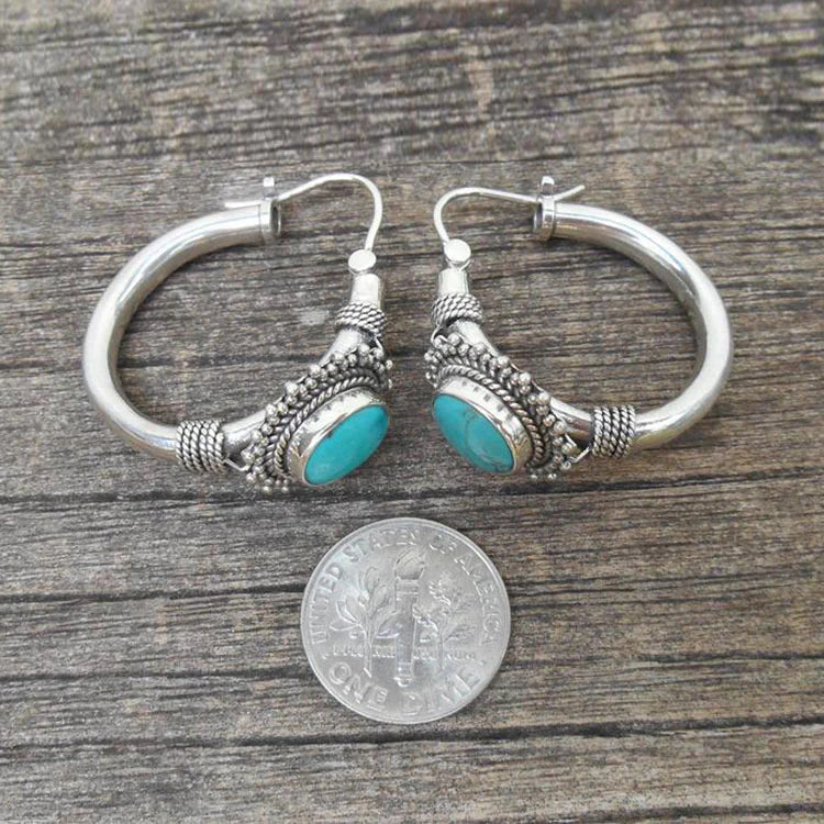 Pendientes elegantes de plata de ley con turquesa