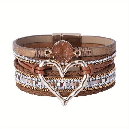 Pulsera de cuero multicapa boho