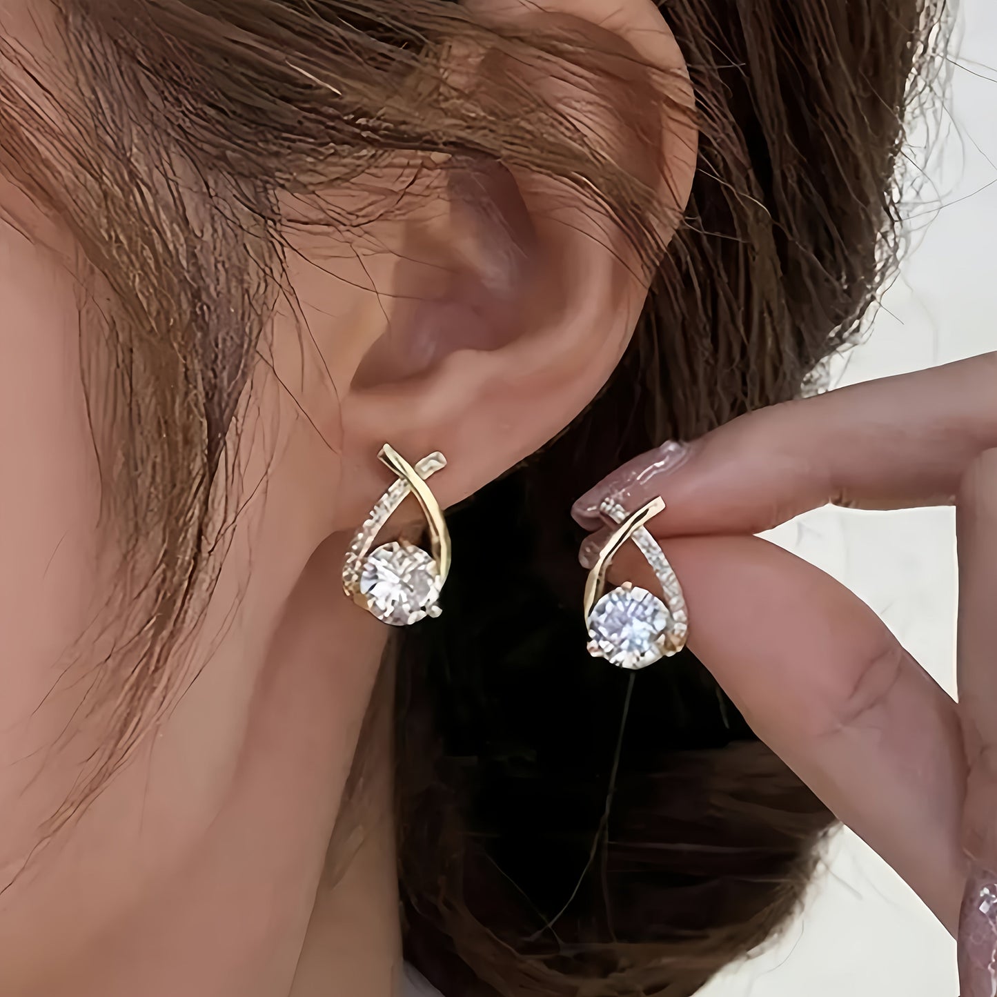 Pendientes con cruz de oro y circonita