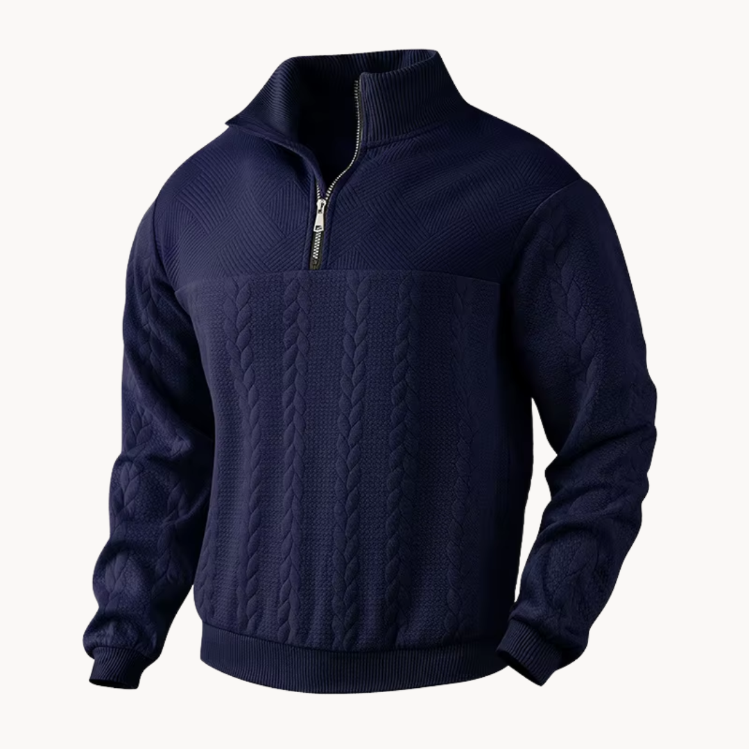 Suéter Pullover Callum con Media Cremallera y Trenzado