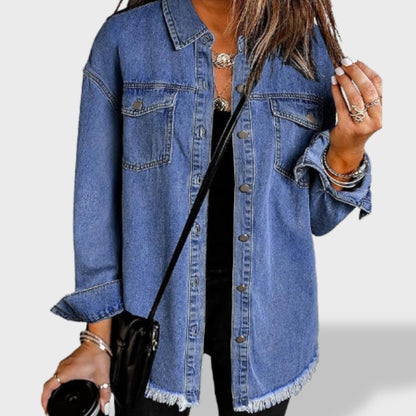 María Chaqueta vaquera oversize para mujer con botones y bolsillos