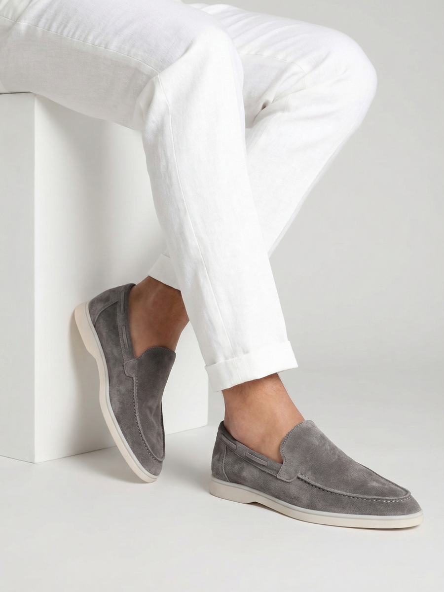 Mocasines de Ante Premium Gris | Luna Bellucci