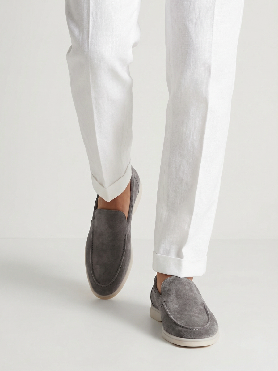 Mocasines de Ante Premium Gris | Luna Bellucci