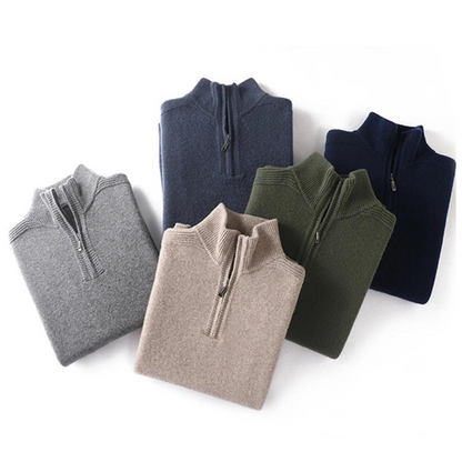 Suéter de Merino con Cuello Medio Cierre