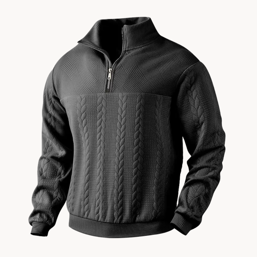 Suéter Pullover Callum con Media Cremallera y Trenzado