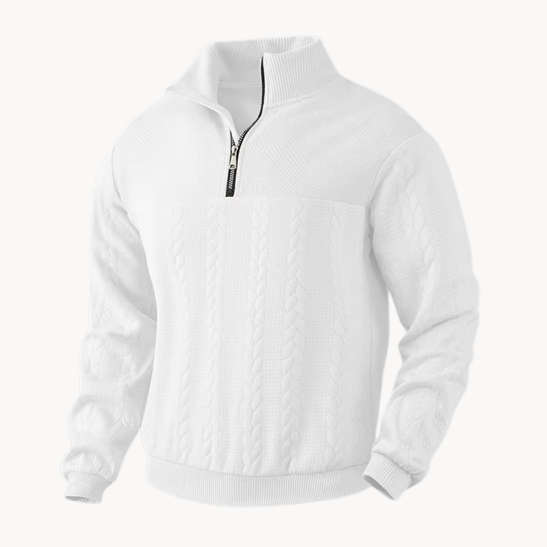 Suéter Pullover Callum con Media Cremallera y Trenzado