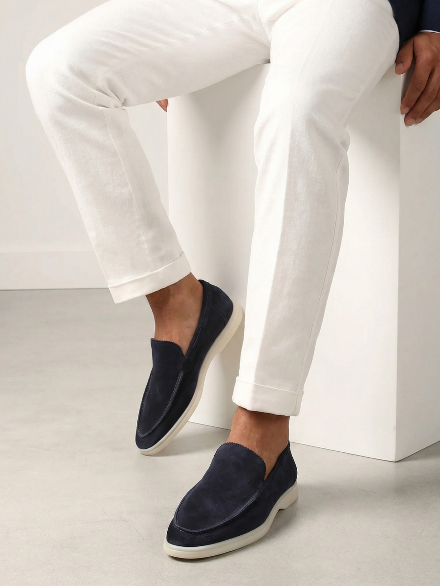 Mocasines de Ante Premium Azul Marino | Luna Bellucci