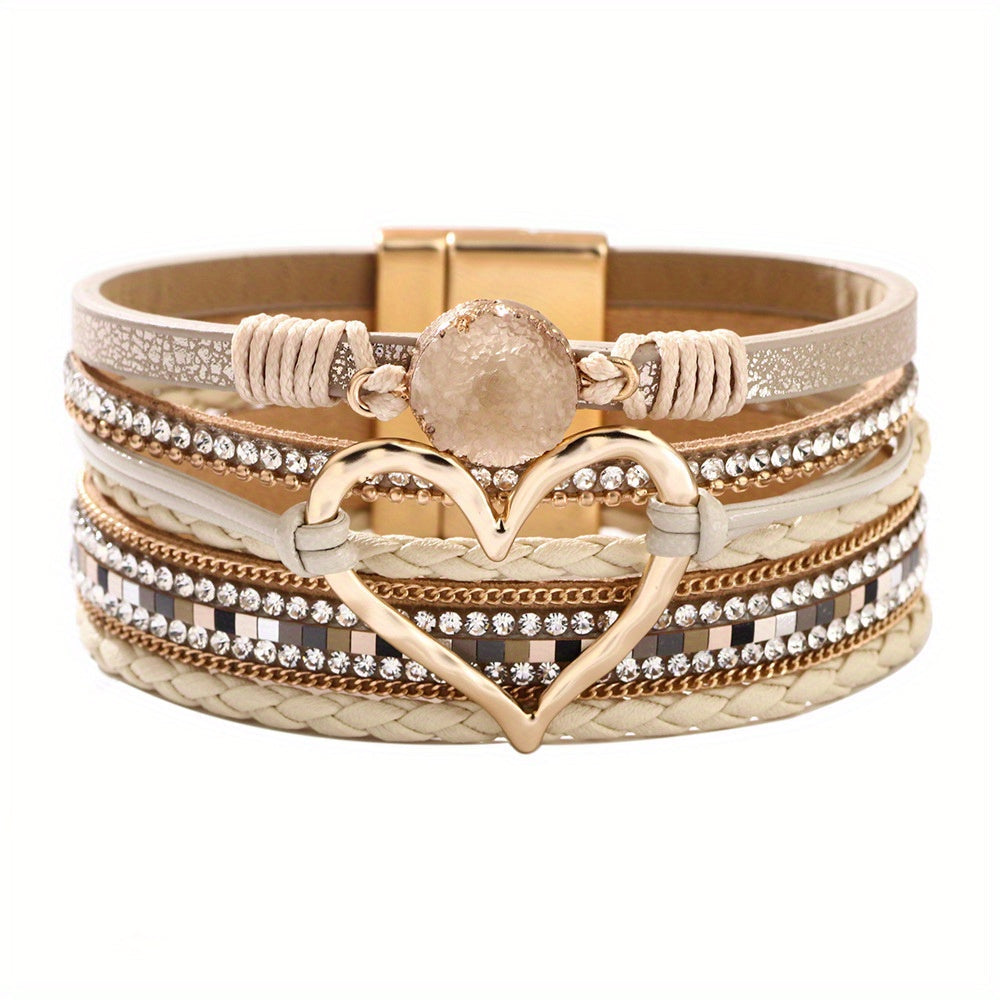 Pulsera de cuero multicapa boho