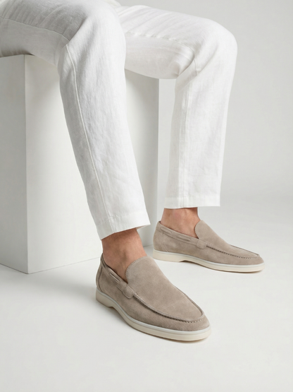 Mocasines de Ante Premium Gris Claro | Luna Bellucci
