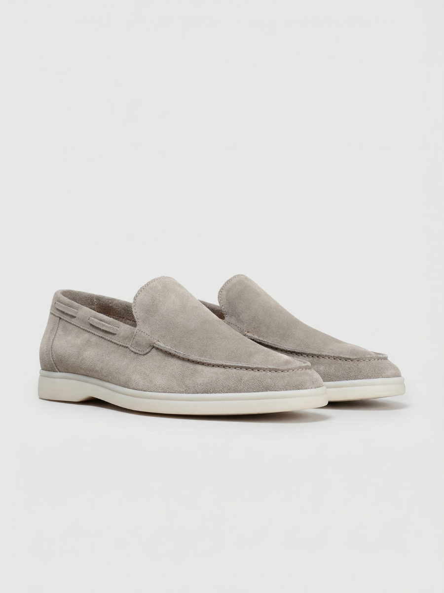 Mocasines de Ante Premium Gris Claro | Luna Bellucci