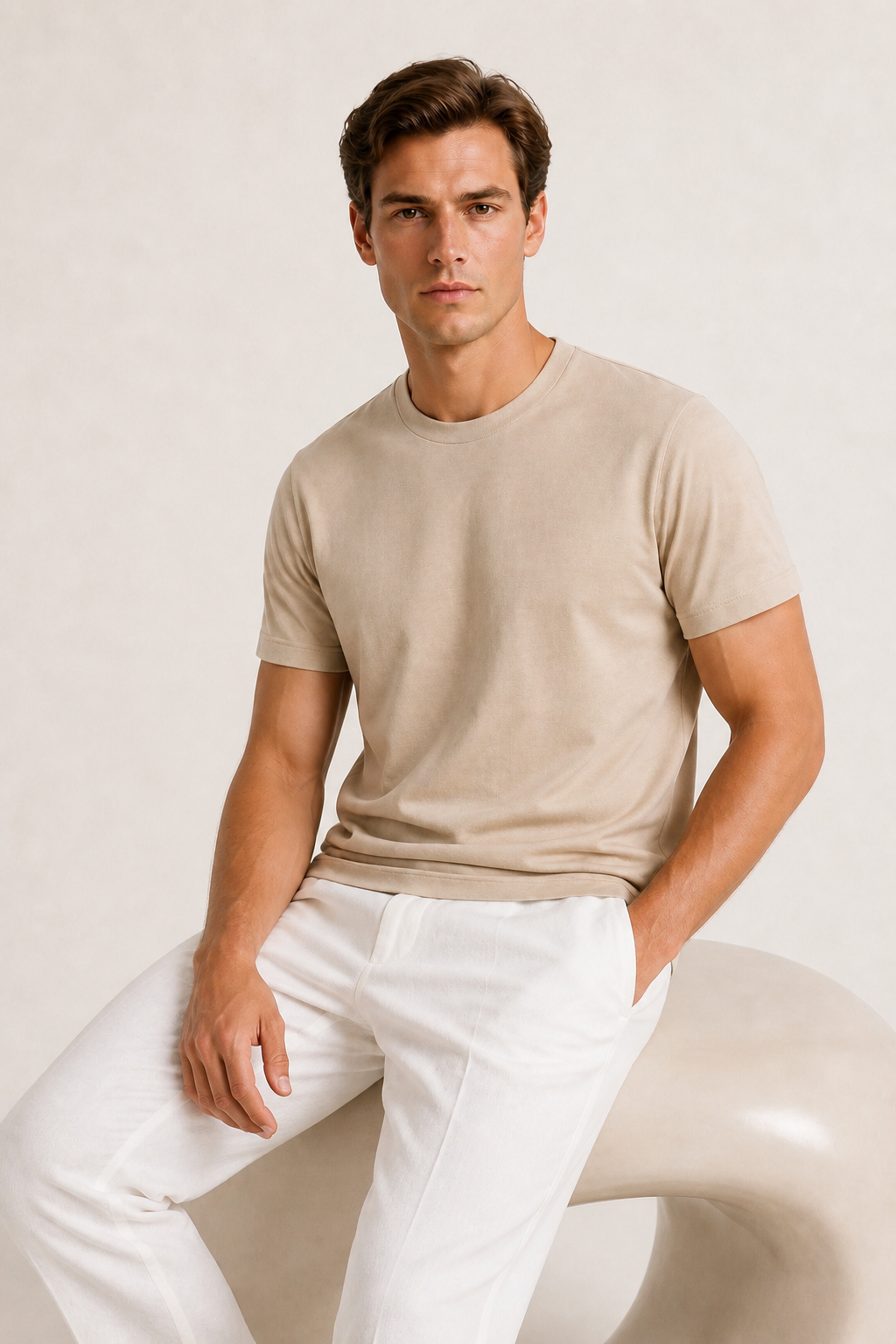 Alessio | Camiseta de Algodón Mercerizado Arena
