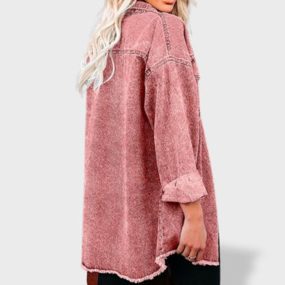María Chaqueta vaquera oversize para mujer con botones y bolsillos