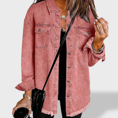 María Chaqueta vaquera oversize para mujer con botones y bolsillos