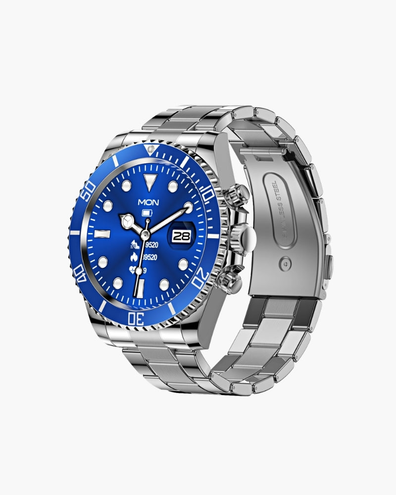 Náutico | Reloj Estilo Diver de Acero en plata / azul | Luna Bellucci