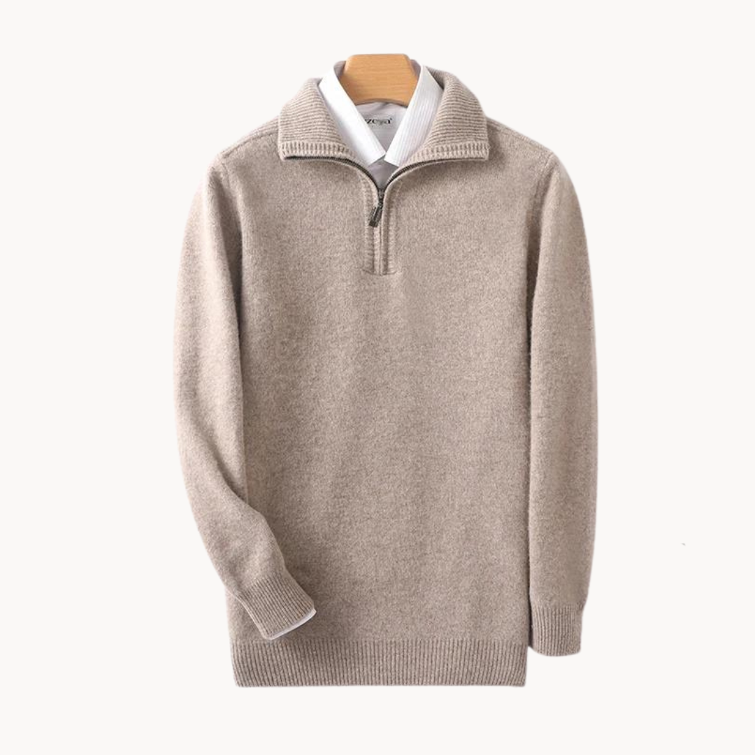 Suéter de Merino con Cuello Medio Cierre