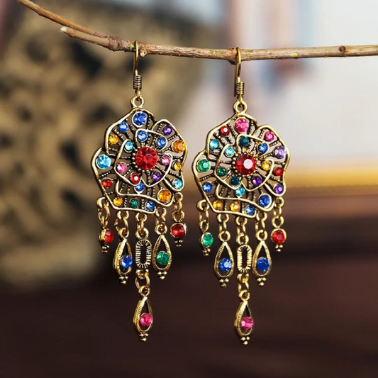 Pendientes mandala multicolor vintage