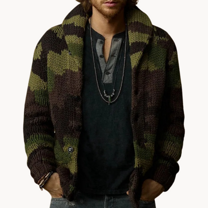 Cardigan Camo con Cuello Chal
