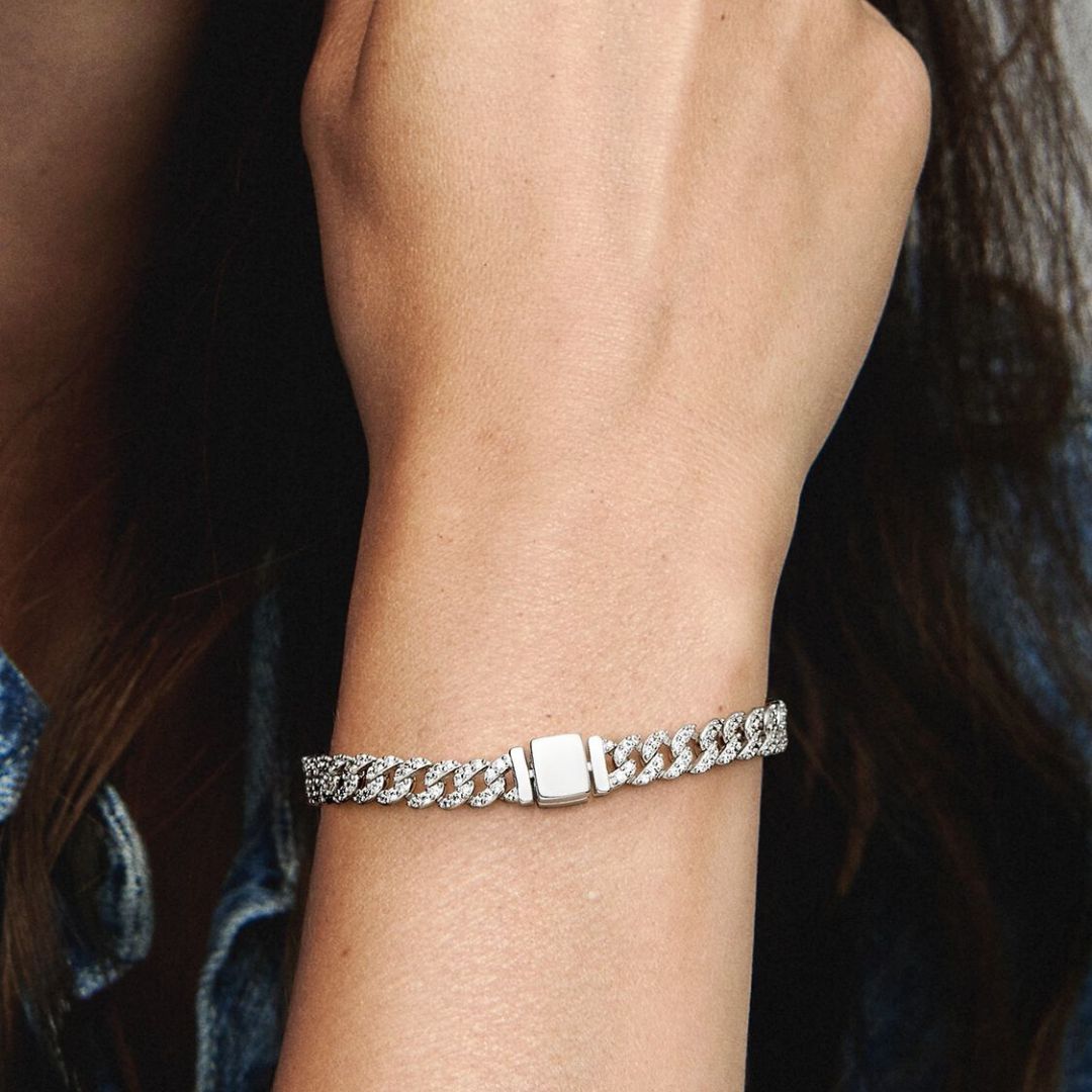Pulsera cubana con moissanita