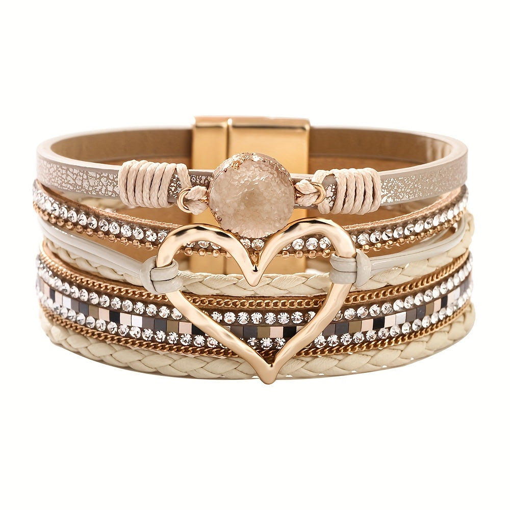 Pulsera de cuero multicapa boho