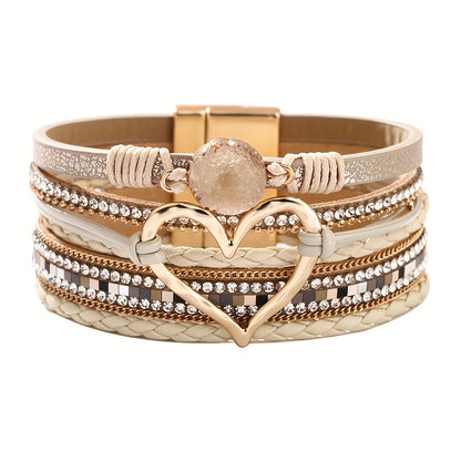 Pulsera de cuero multicapa boho