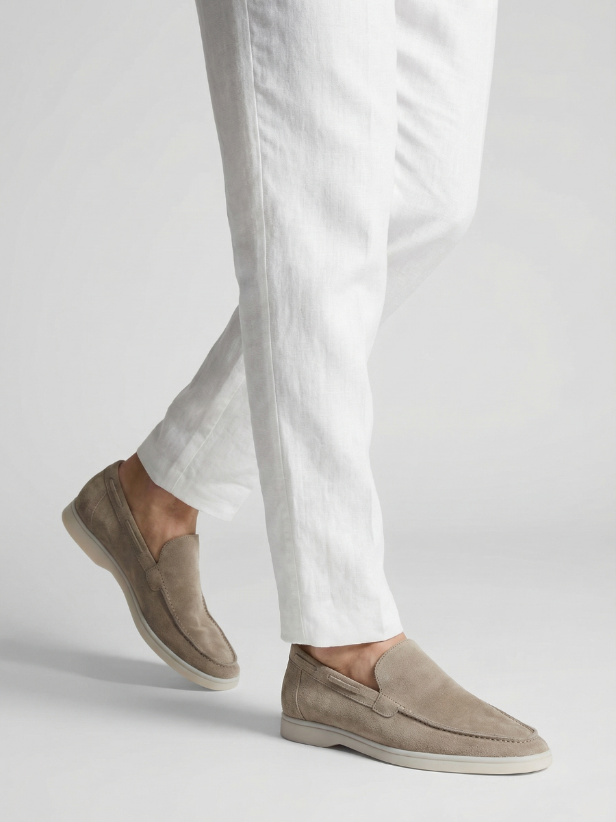 Mocasines de Ante Premium Gris Claro | Luna Bellucci