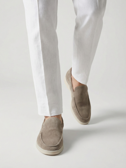 Mocasines de Ante Premium Gris Claro | Luna Bellucci