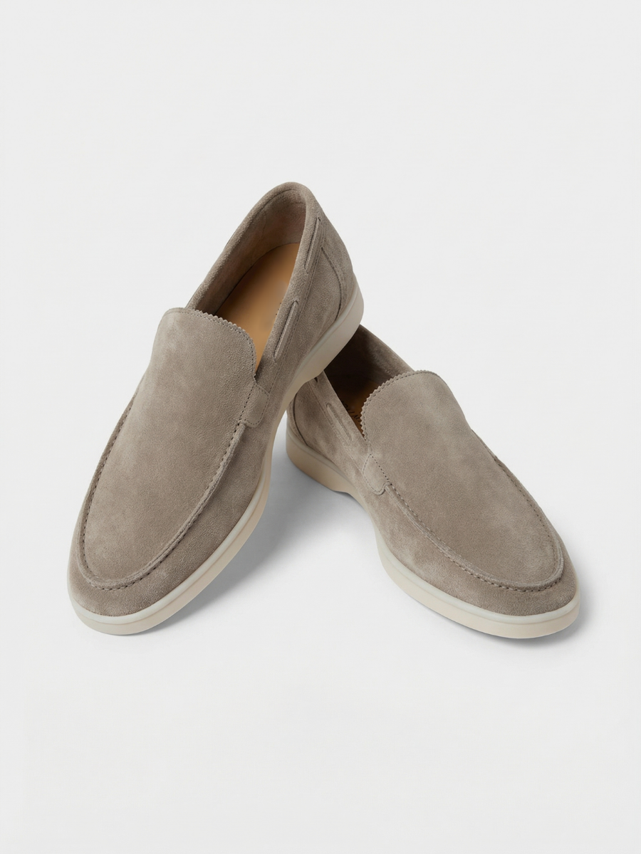 Mocasines de Ante Premium Gris Claro | Luna Bellucci