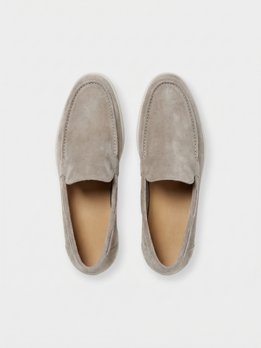 Mocasines de Ante Premium Gris Claro | Luna Bellucci