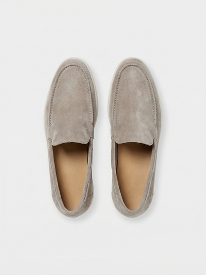 Mocasines de Ante Premium Gris Claro | Luna Bellucci