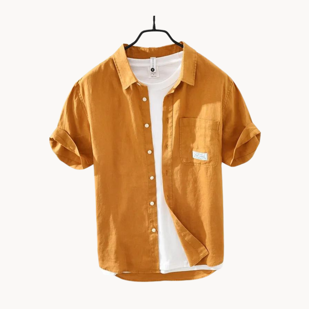 Camisa Silvio de lino de manga corta